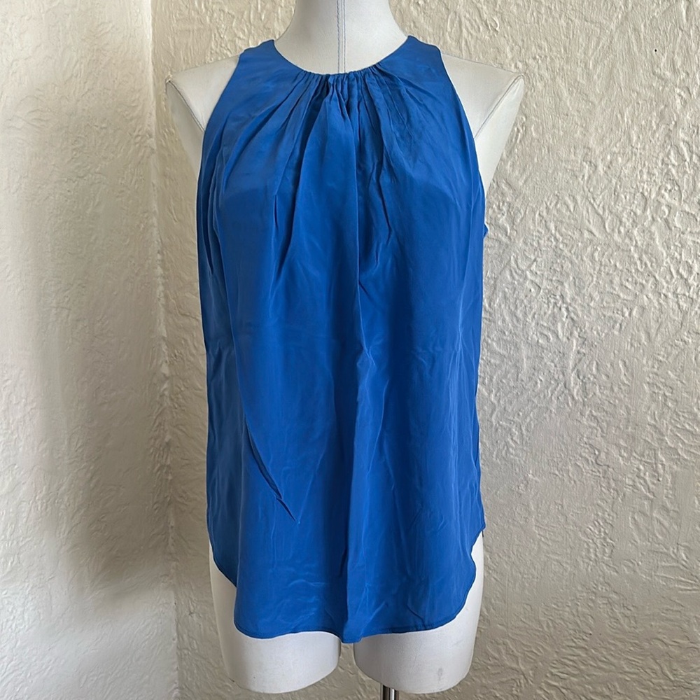 Fifteen Twenty Pool Blue Silk High Neck Shell Tank Top XS